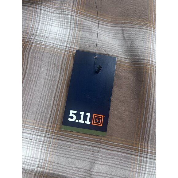 5.11 Tactical Igor Plaid Shirt Men's Medium Brown Long Sleeve Snap Button NEW - Picture 9 of 10